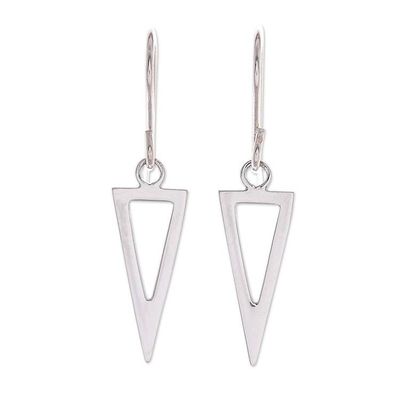 Alternate image for Thai Sterling Silver Triangle Dangle Earrings Silver Arrowhead