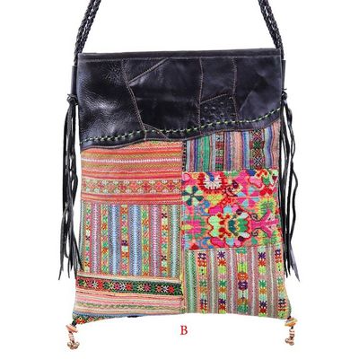 Alternate image for Thai Hill Tribe Patchwork Cotton Blend and Leather Sling Bag Posh Patchwork