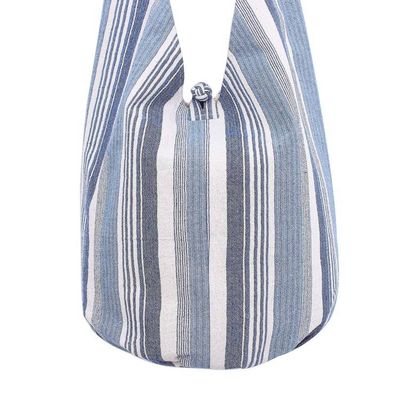 Alternate image for Blue and White Striped Cotton Hobo Handbag Blue Mood