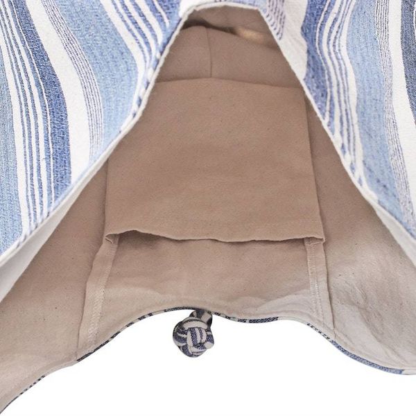 Alternate image for Blue and White Striped Cotton Hobo Handbag Blue Mood