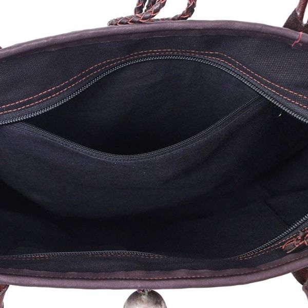 Alternate image for Leather-Accented Cotton Blend Woven Natural Fiber Tote Bag Earth Weave