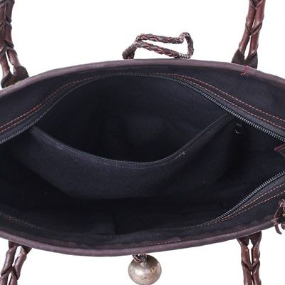 Alternate image for Hill Tribe Leather-Accented Cotton Blend Natural Fiber Bag Lovely Lanna