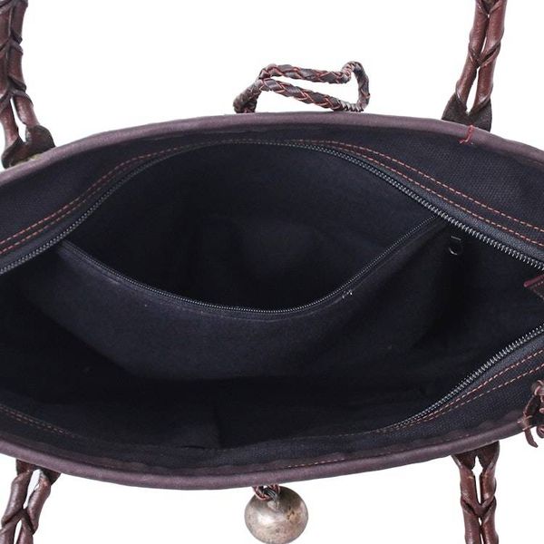 Alternate image for Hill Tribe Leather-Accented Cotton Blend Natural Fiber Bag Lovely Lanna