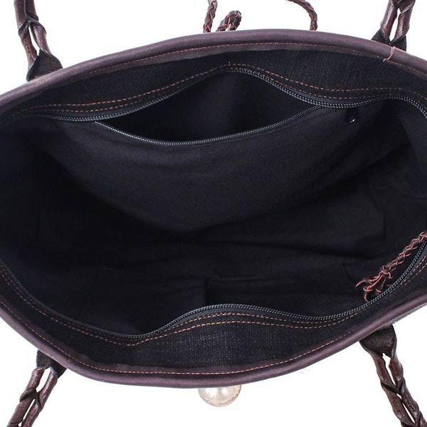 Alternate image for Animal-Themed Hill Tribe Cotton Blend and Leather Tote Bag Animal Wonder