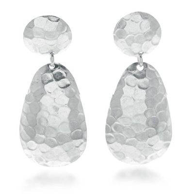 Alternate image for Modern Hammered-Finished Sterling Silver Dangle Earrings Hammered Splendor