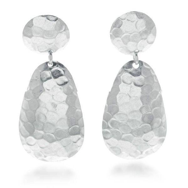 Alternate image for Modern Hammered-Finished Sterling Silver Dangle Earrings Hammered Splendor