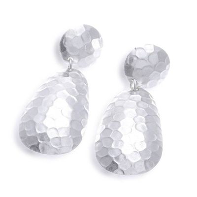Alternate image for Modern Hammered-Finished Sterling Silver Dangle Earrings Hammered Splendor