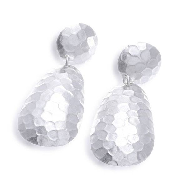 Alternate image for Modern Hammered-Finished Sterling Silver Dangle Earrings Hammered Splendor