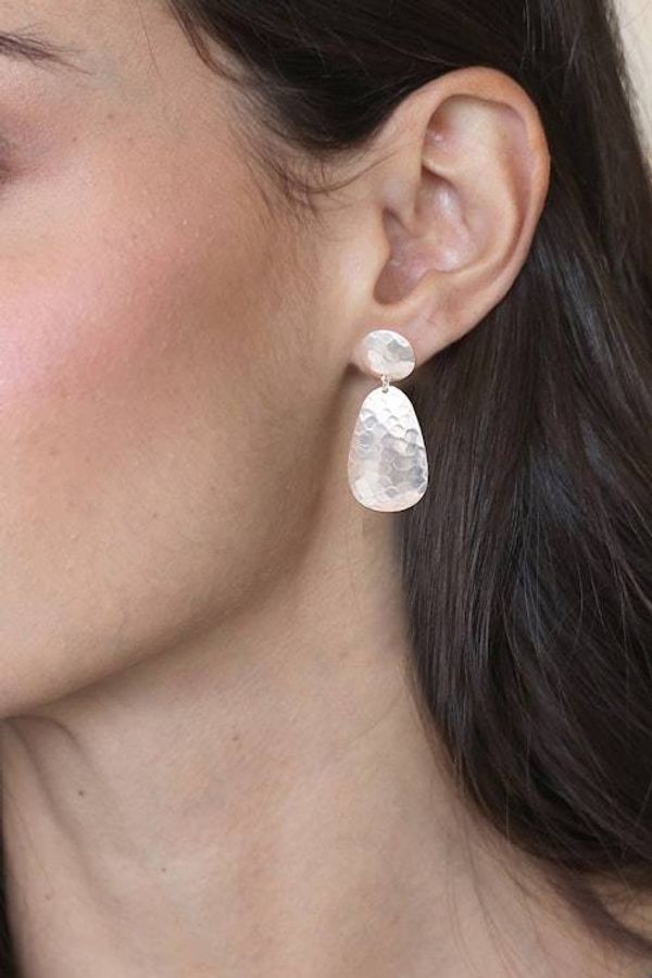 Alternate image for Modern Hammered-Finished Sterling Silver Dangle Earrings Hammered Splendor