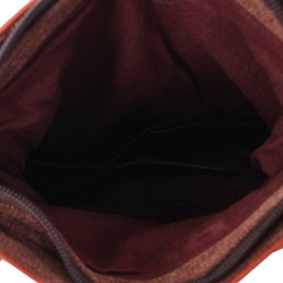 Alternate image for Hill Tribe Handwoven Leather-Accented Cotton Blend Sling Bag Cheerful Stitches