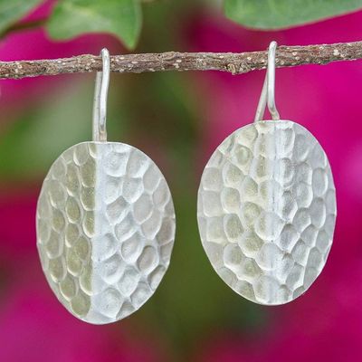 Primary image for Textured Sterling Silver Drop Earrings with Hammered Finish Hammered Leaves