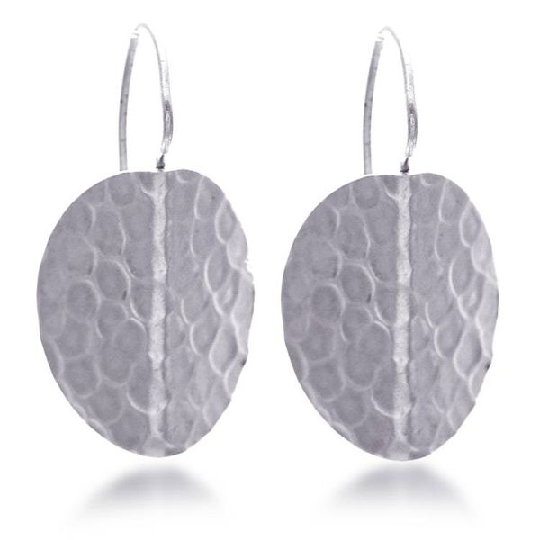 Alternate image for Textured Sterling Silver Drop Earrings with Hammered Finish Hammered Leaves
