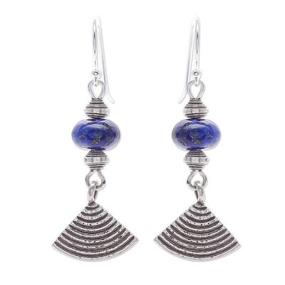 Alternate image for Thai Lapis Lazuli and Karen Silver Dangle Earrings Fruit Tree in Blue