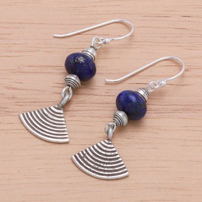 Alternate image for Thai Lapis Lazuli and Karen Silver Dangle Earrings Fruit Tree in Blue