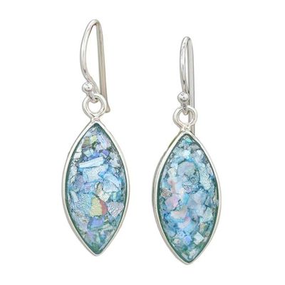 Alternate image for Marquise Roman Glass Dangle Earrings from Thailand Ancient Marquise