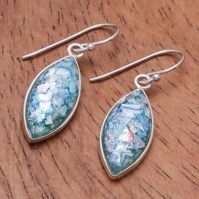 Alternate image for Marquise Roman Glass Dangle Earrings from Thailand Ancient Marquise