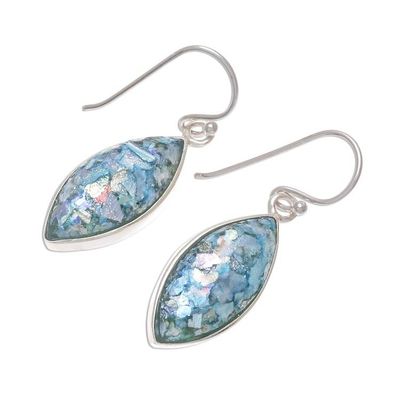 Alternate image for Marquise Roman Glass Dangle Earrings from Thailand Ancient Marquise