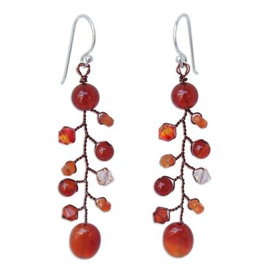 Alternate image for Handcrafted Beaded Carnelian Earrings Thai Sun