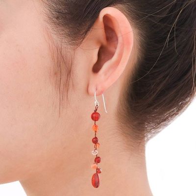 Alternate image for Handcrafted Beaded Carnelian Earrings Thai Sun