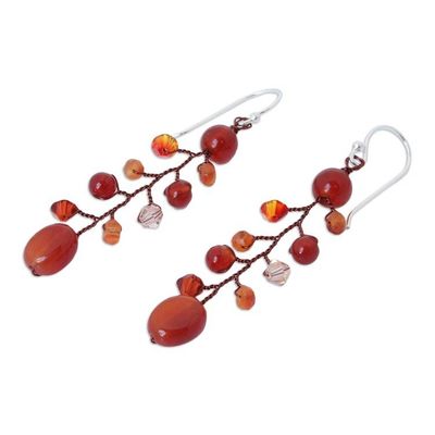 Alternate image for Handcrafted Beaded Carnelian Earrings Thai Sun