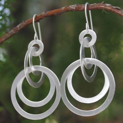 Alternate image for Unique Sterling Silver Dangle Earrings Mekong Moon