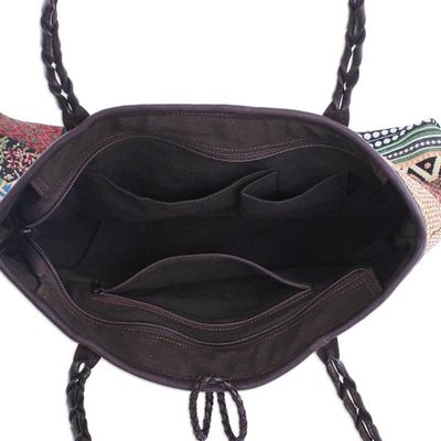 Alternate image for Cotton Blend and Leather Accented Shoulder Bag Shopping Day in Green