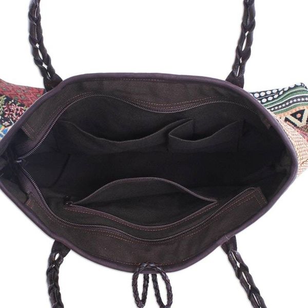 Alternate image for Cotton Blend and Leather Accented Shoulder Bag Shopping Day in Green