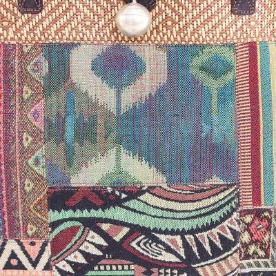 Alternate image for Cotton Blend and Leather Accented Shoulder Bag Shopping Day in Green