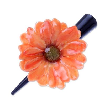 Alternate image for Natural Orange Aster Hair Clip from Thailand Orange Aster Passion