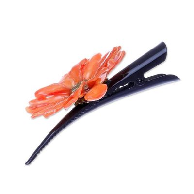 Alternate image for Natural Orange Aster Hair Clip from Thailand Orange Aster Passion
