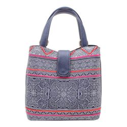 Image for Shoulder Bag in Hmong Batik Cotton with Faux Leather Hmong Legacy