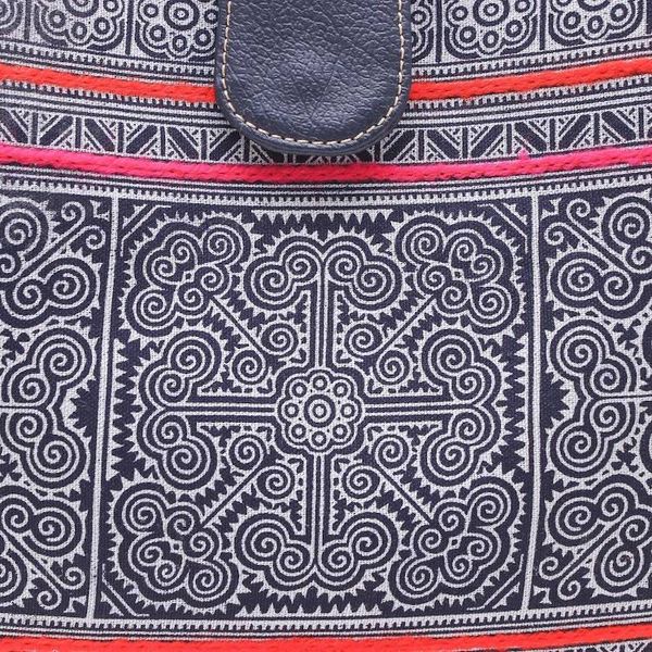 Alternate image for Shoulder Bag in Hmong Batik Cotton with Faux Leather Hmong Legacy