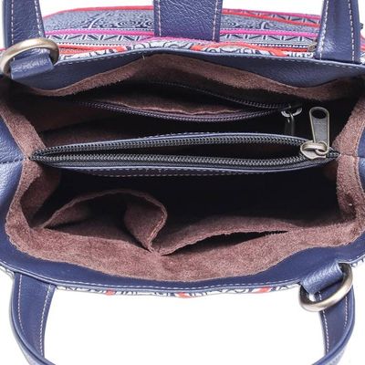 Alternate image for Shoulder Bag in Hmong Batik Cotton with Faux Leather Hmong Legacy