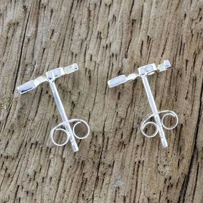 Alternate image for Handcrafted Sterling Silver Love Stud Earrings from Thailand Silver Love