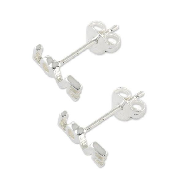 Alternate image for Handcrafted Sterling Silver Love Stud Earrings from Thailand Silver Love