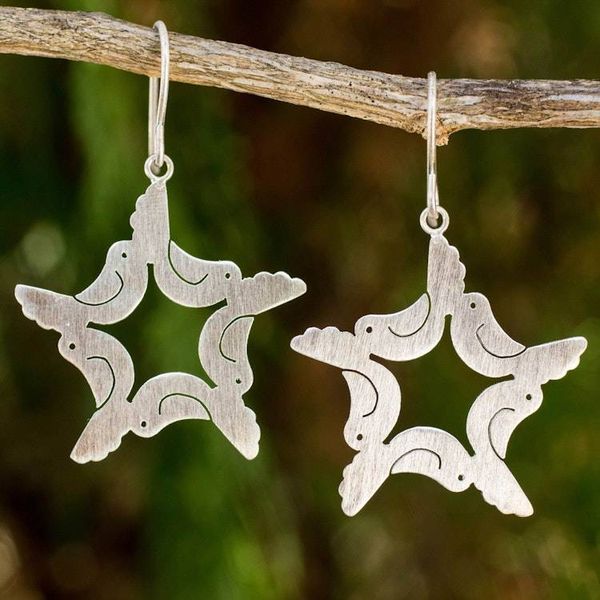 Alternate image for Sterling Silver Doves and Stars Earrings Peace and Hope