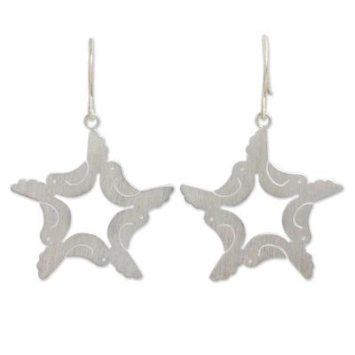 Alternate image for Sterling Silver Doves and Stars Earrings Peace and Hope
