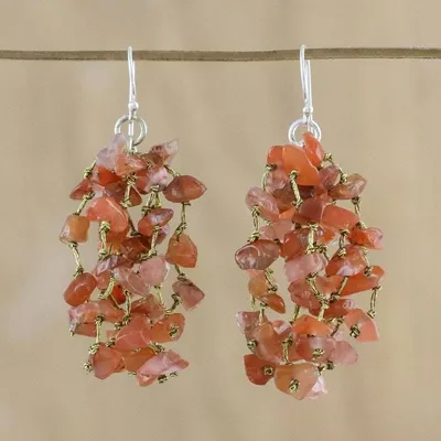 Primary image for Carnelian and Silk Waterfall Earrings from Thailand Endless Rain