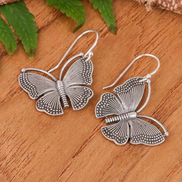 Alternate image for Thai-Made Butterfly-Themed Sterling Silver Dangle Earrings New Flutter