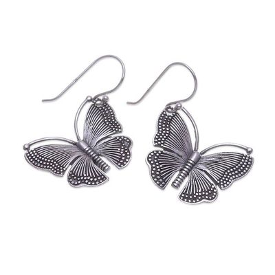 Alternate image for Thai-Made Butterfly-Themed Sterling Silver Dangle Earrings New Flutter