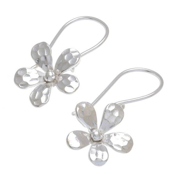 Alternate image for Karen Silver Floral Dangle Earrings from Thailand Simple Flowers
