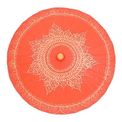 Alternate image for Cotton and Bamboo Thai Parasol Hand-Painted in Orange  Gold Orange Splendor