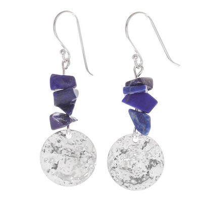 Alternate image for Thai Lapis Lazuli and Sterling Silver Dangle Earrings Shining Moon in Blue