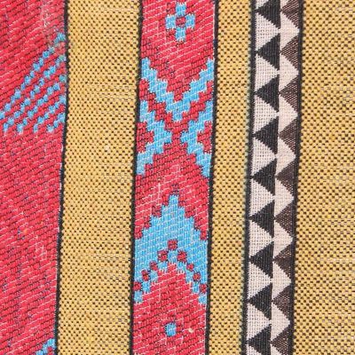 Alternate image for Leather-Accented Patchwork Sling Bag from Thailand Joyful Journey in Red-Yellow