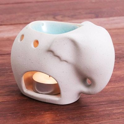 Primary image for Handmade Ceramic Elephant Oil Warmer from Thailand Sand Elephant