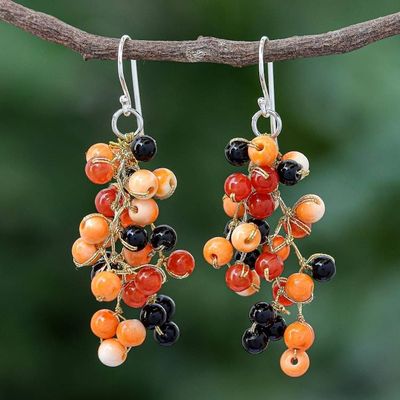 Primary image for Hand Crafted Orange Agate Dangle Earrings Dionysus in Orange