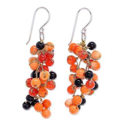 Alternate image for Hand Crafted Orange Agate Dangle Earrings Dionysus in Orange