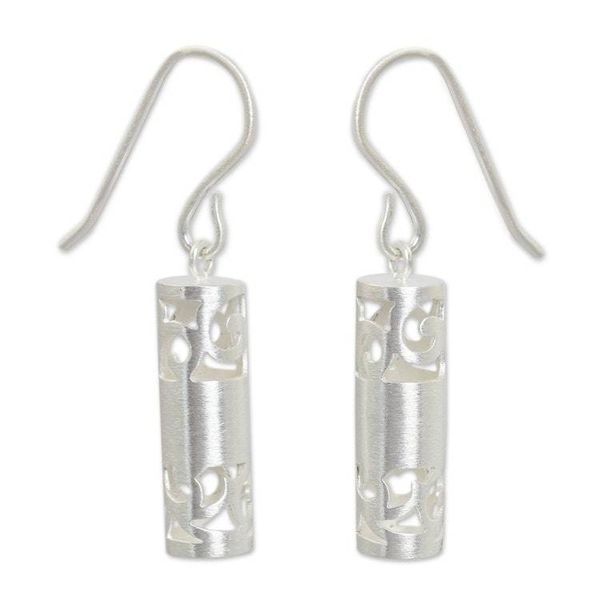 Alternate image for Thai Artisan Crafted Sterling Silver Hook Earrings Lanna Sonnet