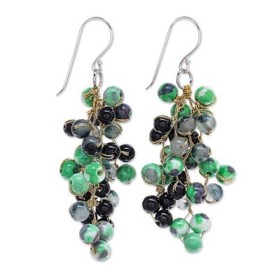 Alternate image for Artisan Crafted Green Agate Dangle Earrings Dionysus in Green