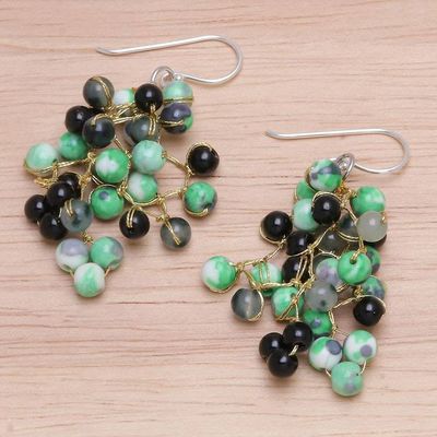 Alternate image for Artisan Crafted Green Agate Dangle Earrings Dionysus in Green